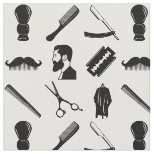 Mustache Razor Shaver Waterverf Barber Pattern Stof