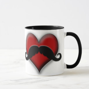 Mustache Red Heart Mok