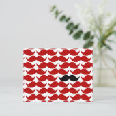 Mustache Red Retro Funky Pattern Briefkaart (Staand voorkant)