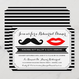 Mustache & rode lippen repetitie Diner Stripes Kaart
