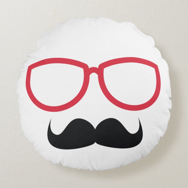 Mustache Rond Kussen (Voorkant)