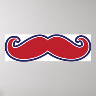 Mustache - Rood, wit en blauw Poster