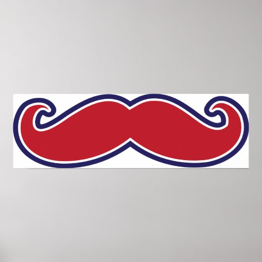 Mustache - Rood, wit en blauw Poster (Voorkant)