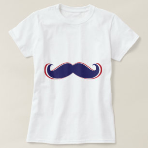 Mustache - Rood, wit en blauw T-shirt