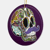 Mustache Sugar Skull Ornament (kleur) (Links)