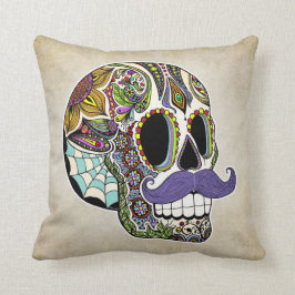 Mustache Sugar Skull Pillow - stijl Kussen