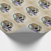 Mustache Sugar Skull Wrapping Paper -  stijl Cadeaupapier (Hoek)