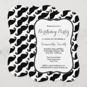 Mustache Thmed Birthday Invitation Kaart (Voorkant / Achterkant)