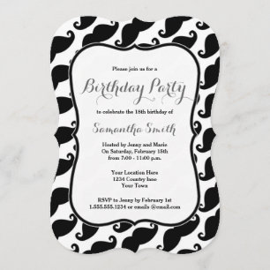 Mustache Thmed Birthday Invitation Kaart