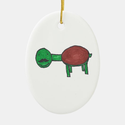Mustache Turtle Keramisch Ornament (Voorkant)