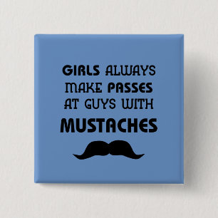Mustache Vierkante Button 5,1 Cm