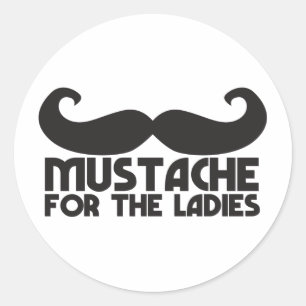 Mustache voor de dames ronde sticker