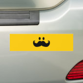 Mustache Yellow Happy Face Bumpersticker (Op auto)