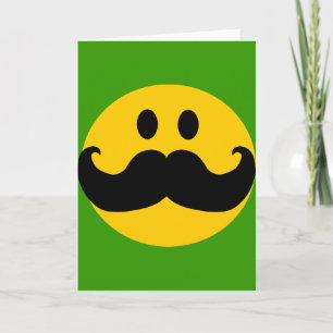Mustache Yellow Happy Face Kaart