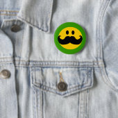 Mustache Yellow Happy Face Ronde Button 5,7 Cm (In situ)
