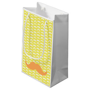 Mustache Yellow White Sinaasappel Him Hipster Klein Cadeauzakje