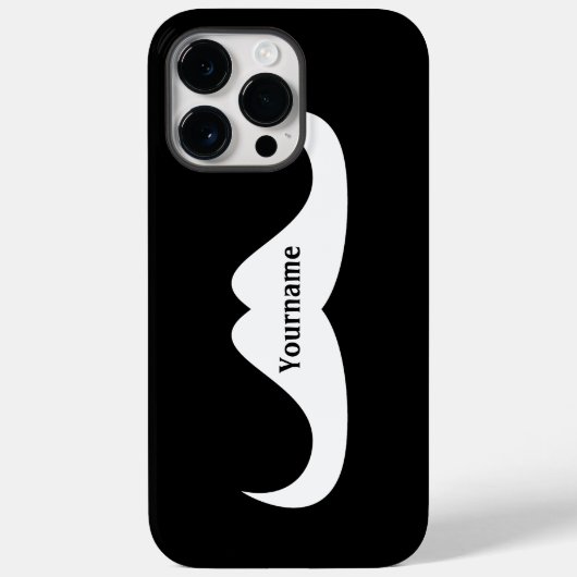 Mustache Zwart-wit Jouw naam Aanpassen Case-Mate iPhone Case (Achterkant)