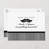 Mustache Zwart & Wit Save The Date Briefkaart (Voorkant / Achterkant)