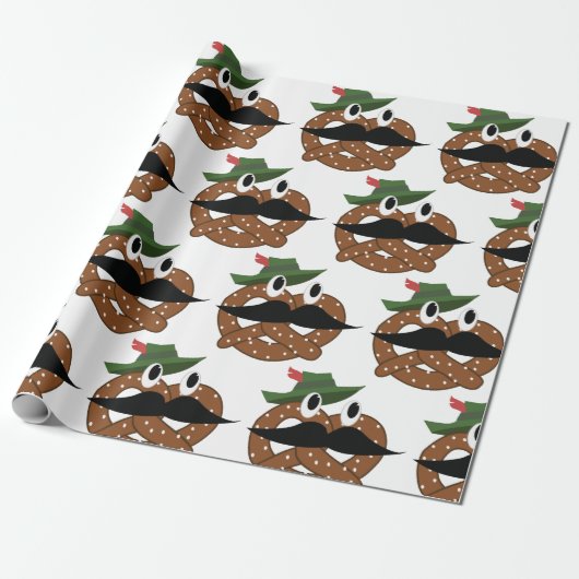 Mustached Pretzel Cadeaupapier (Uitgerold)