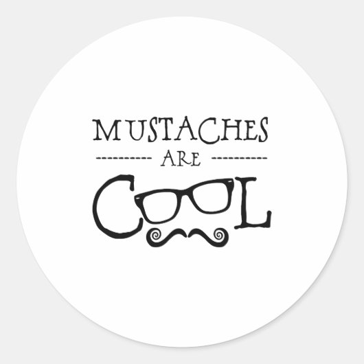 Mustaches Cool Glasses Ronde Sticker (Voorkant)