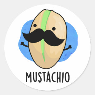 Mustachio Funny Pistachio Mustache Pun Ronde Sticker