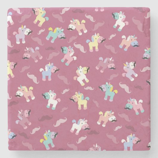 Mustachio Unicornio Stenen Onderzetter (Voorkant)