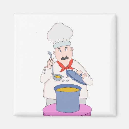 Mustachioed Chef Magneet (Voorkant)