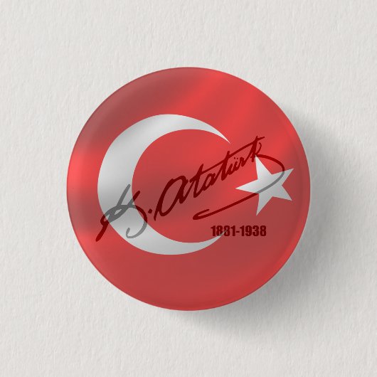 Mustafa Kemal Ataturk Ronde Button 3,2 Cm (Voorkant)