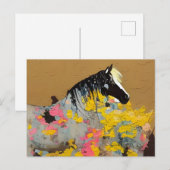 Mustang dans le désert Carte postale Fleur sauvage (Devant / Derrière)