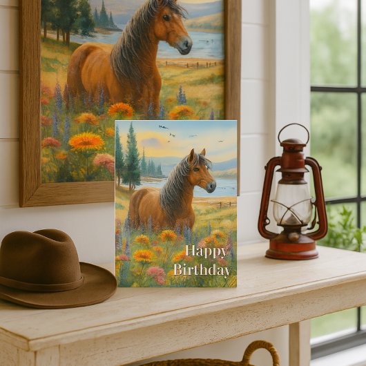 Mustang Horse Anniversaire Horse Lover Carte de vo
