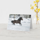 Mustang Horse Running Snow Seasons Greetings Kaart (Gele Bloem)