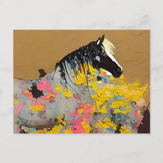 Mustang in het Briefkaart van woestijnbloemen (Voorkant)