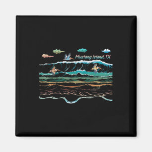 Mustang Island Texas Kleurrijke Stropdas-kleurstof Magneet