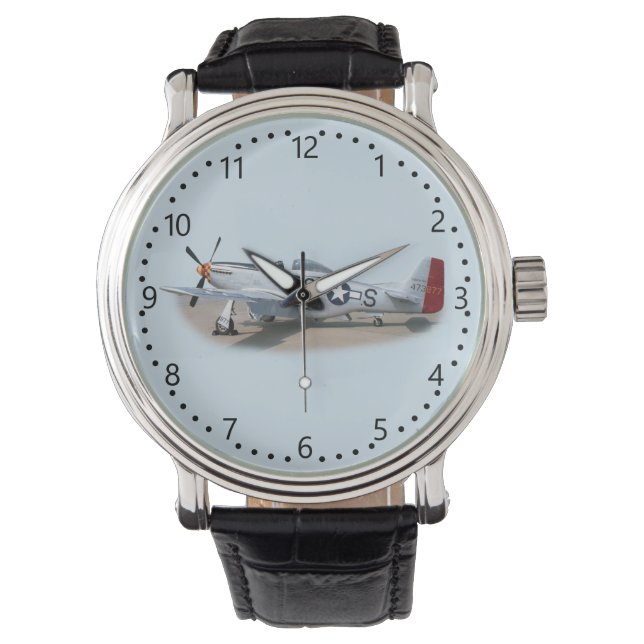 Mustang P-51D-Vliegtuig Horloge (Voorkant)