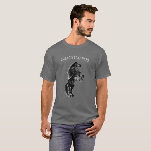 Mustang Paard T-shirt met aangepaste tekst (Voorkant volledig)