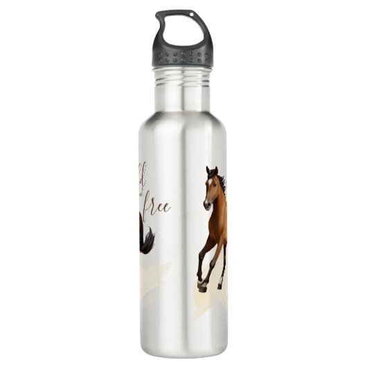Mustang paard wild en vrij gepersonaliseerd paard waterfles (Achterkant)