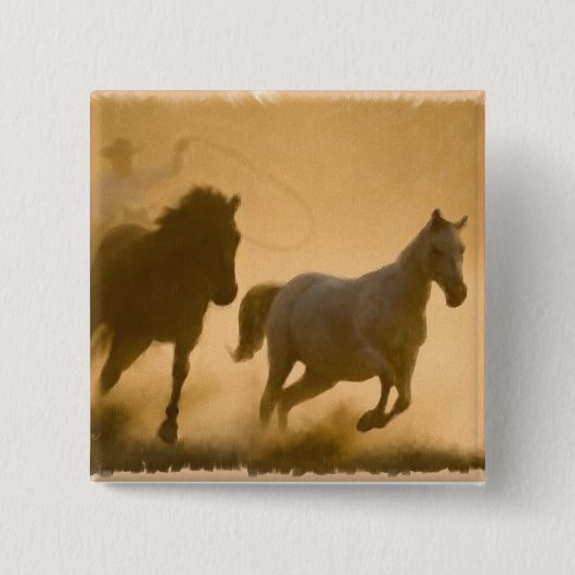 Mustang Roundup Vierkante Button 5,1 Cm (Voorkant)