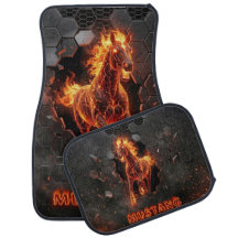 Mustang, voiture, tapis, tapis de sol style métal