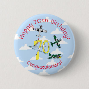 Mustangs 70e Verjaardagsbadge Blauwe Lucht Ronde Button 5,7 Cm