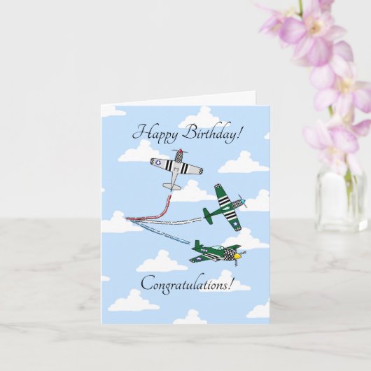 Mustangs (Blue Sky) Aanpasbare Birthday Card Kaart (Orchidee)