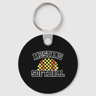 Mustangs Softll Moeder Mustangs School Spirit Spor Sleutelhanger