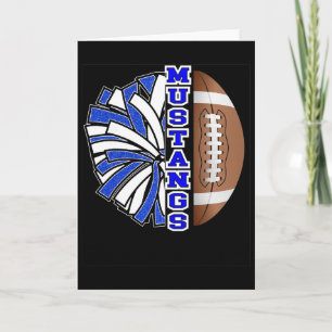 Mustangs Voetbal Cheer Blauw Witte Schoolgeest Kaart