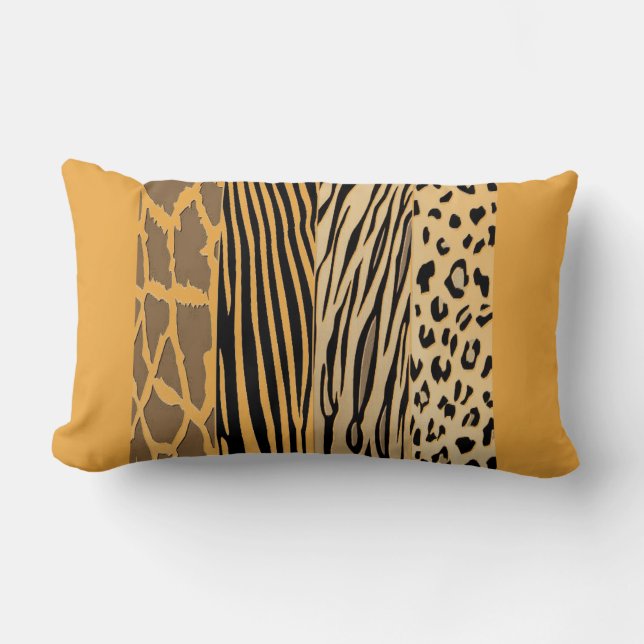 Mustard Animal imprimé Zebra Striped Coussin (Recto)