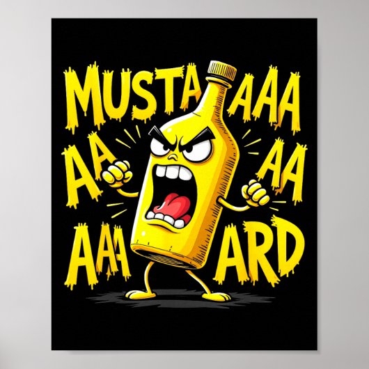 Mustard Bottle Scream Funny Condiment Rap Humor Poster (Voorkant)
