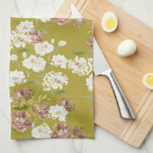 Mustard Cranberry Floral Kitchen Towels Theedoek (Quarter Fold)