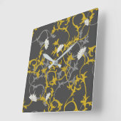 Mustard Gray Floral Vierkante Klok (Hoek)