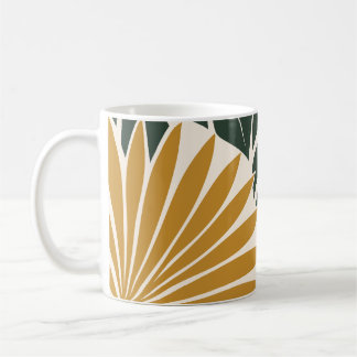 Mustard Green Tropical Leaf Silhouette Koffiemok