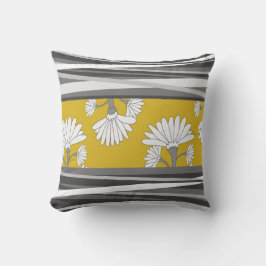 Mustard Greyscale Abstract Floral Kussen