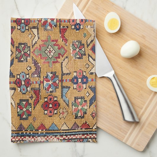 Mustard Khyrdagyd 19e eeuw kleurrijk Donkerrood Theedoek (Quarter Fold)