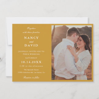 Mustard Photo Wedding  Invitation Kaart